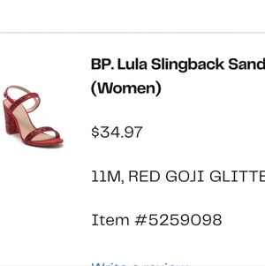 BP Red Goji Glitter Slingback Sandals SIZE 11M BRAND NEW WITH BOX